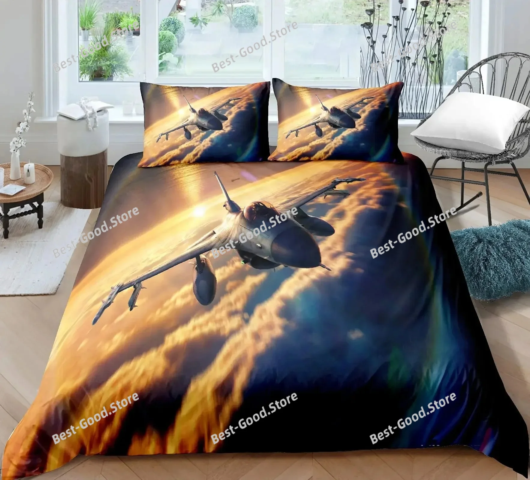 Boys Airplane Duvet Cover Set Children Teens Aviation Aircraft Runway Bedding Set 3D Airplane Cover Room Decortion For Adults