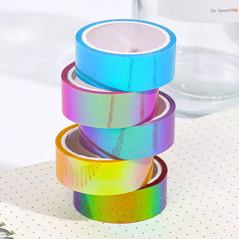 500cm Holographic RG Prismatic Glitter Tape Hoops Stick Rhythmic Gymnastics Ring Decoration Fitness Equipment DIY Scrapbooking