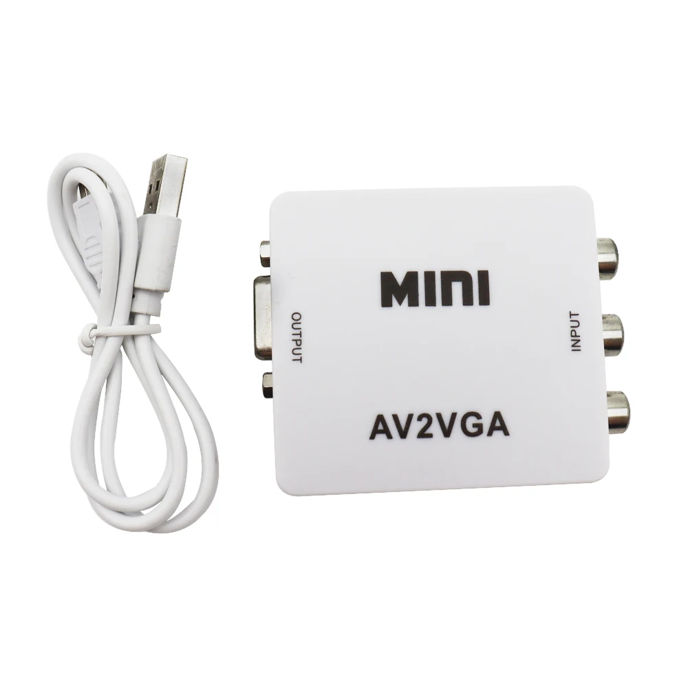 1080P RCA AV2VGA Video Converter Mini Video Convertor Conversor with 3.5mm Audio AV2VGA / CVBS + Audio to PC HDMI Converter