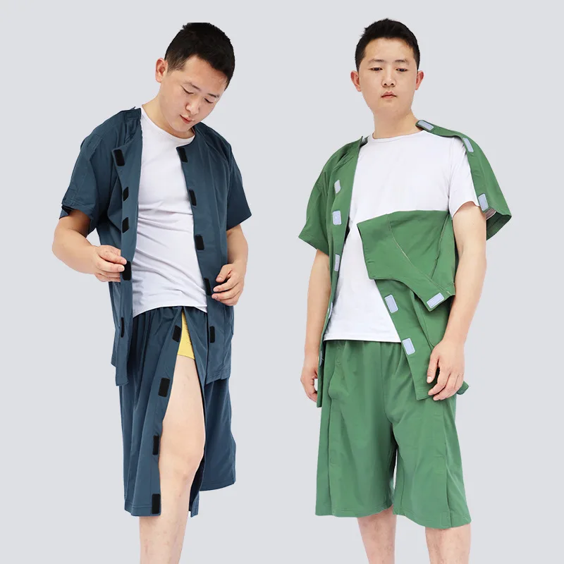 

Easy Wear Fracture Recovery Nursing Gown | Summer Patient Uniform for Post-Surgery IV/Examination/Dressing Change