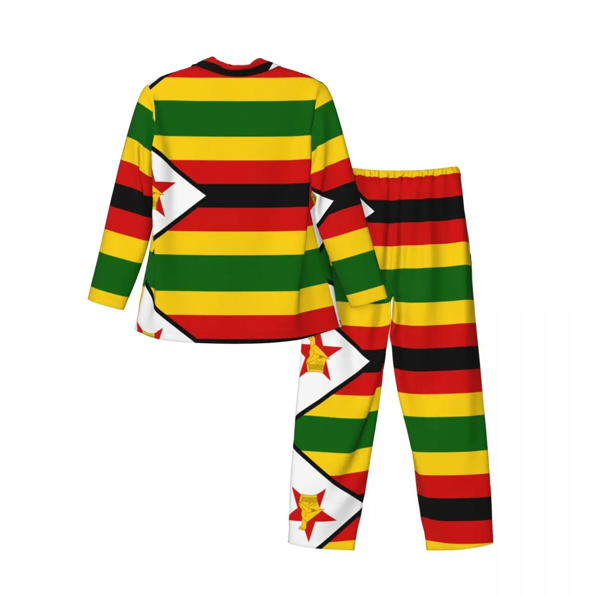 Conjunto de pijamas para hombre de otoño invierno de manga larga con bandera de Zimbabue ropa de dormir para el hogar 2 unids/set