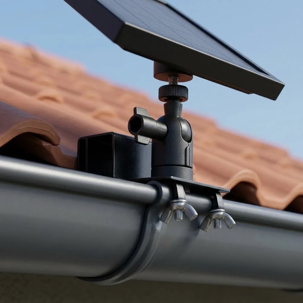 Gutter Mount For Solar Panels And Security Cameras, For Arlo,Eufy=,Reolink=,Blink=,Aluminum Alloy Bracket With 180 Degree Tilt