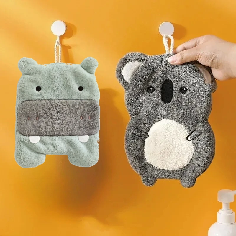 

Новое милое мультяшное полотенце из кораллового флиса, 1 шт., подвесное, для кухни и ванной, впитывающее, быстросохнущее, для рук