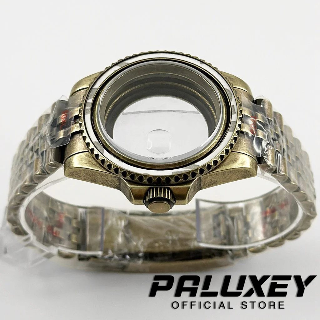 40MM NH34 NH35 NH36 Retro Bronze Sapphire Crystal Watch Case Bracelet 904L Glide Lock Clasp Stainless Steel ETA2824 PT5000 Case