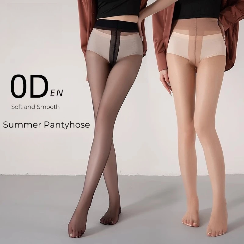 2 Pairs Set 0D Ultra Sheer Women's Pantyhose Sexy High-Waist Slimming Tights Nature Effect Elastic Stockings for Women