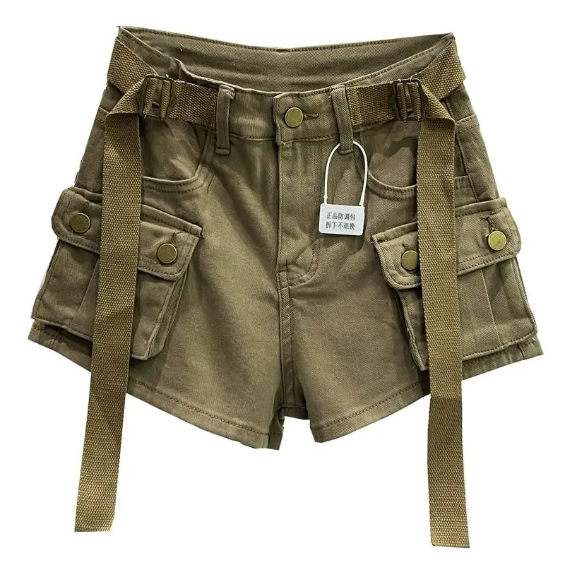 Y2klarge Pocket Workwear Cowboy shorts weibliche elastische Selbst kultivierung neue Sommer hoch taillierte Lifting Gesäß Hottie Hosen Gürtel