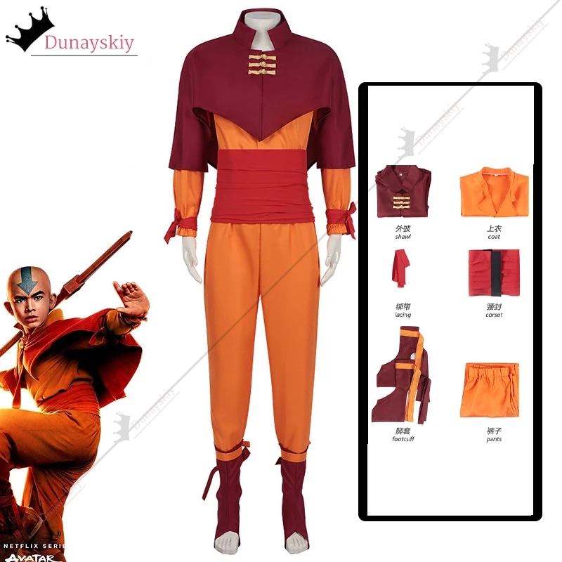 The Last Airbender Aang Anime Cosplay Costume Adult/Children Suit Aang Cosplay Costume Halloween Carnival Party Subdue