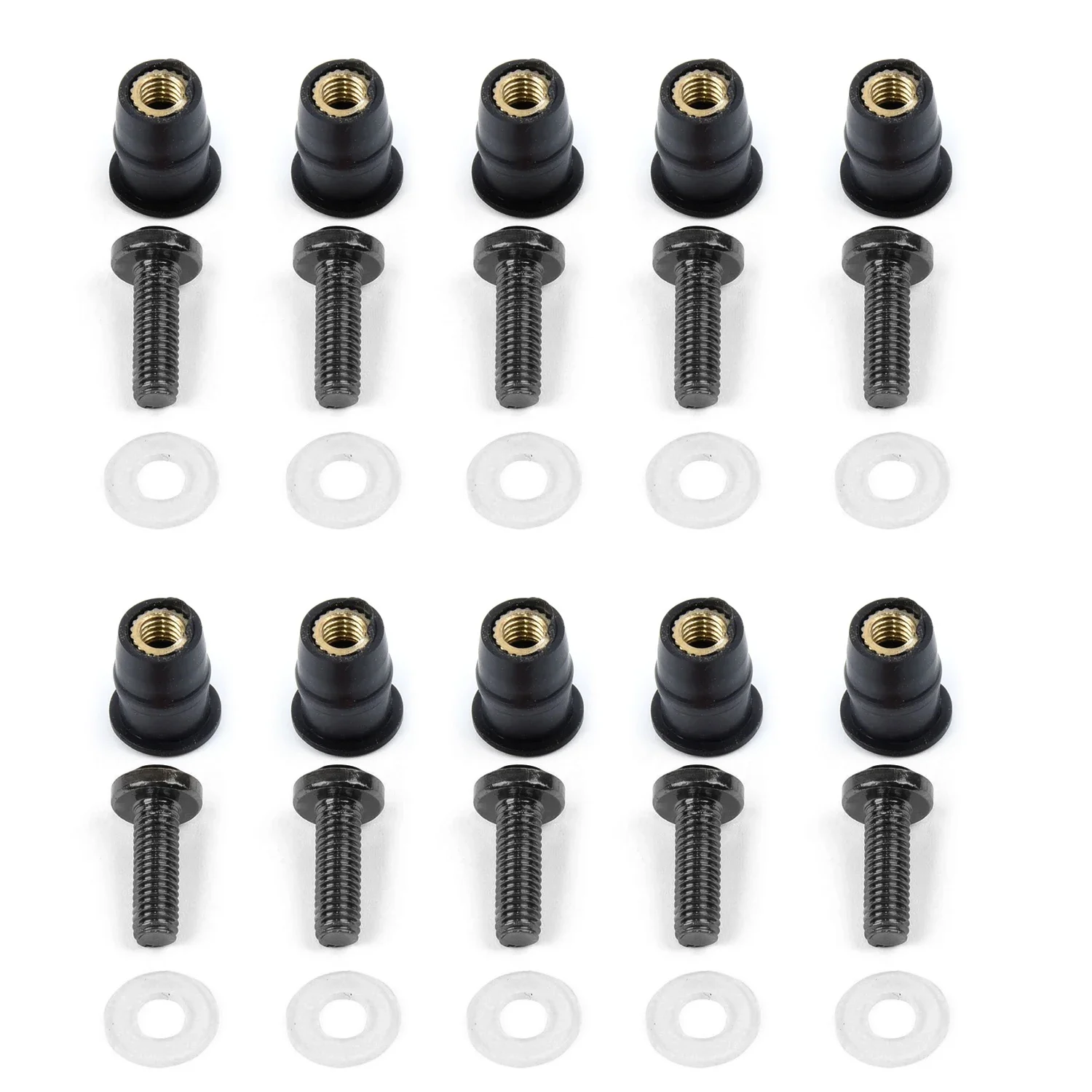 

10Pcs M6 Motorcycle Windshield Windscreen Screws Bolts Fairing Screen Fasterners Windscreen Nut Bolt Washer Screw