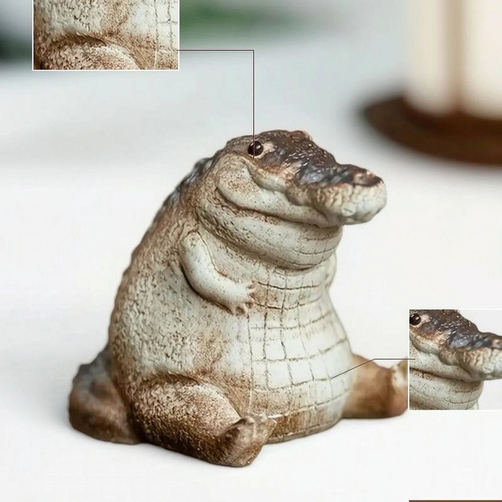 Crocodile Figurine Compact Crocodile Ornament Alligator Figurine Cute Decor Mini for Collectors, Desk, Bookshelf
