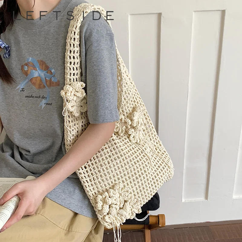 

Handmade Crochet 3D Flower Hollow Hobo Shoulder Bag for Women Large Capacity Woven Tote Bags for Summer 2026 New Trend Handbags