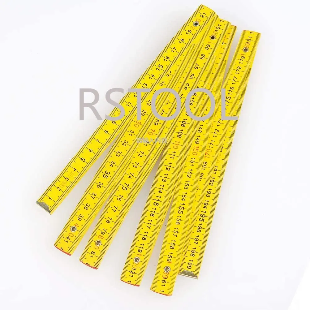 HOT Sale Wooden Stick Folding Ruler Wood Carpenter Metric Measuring Tools 200cm School Office Supply