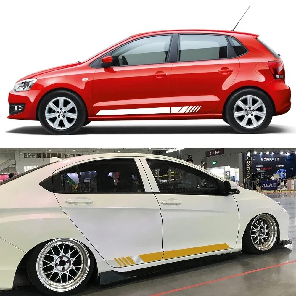 2PCS Racing Style Car Side Stickers Auto Tuning Modification PVC Decals For VW Volkswagen Polo 6R 6C 9N 9N2 9J Car Accessories view 3