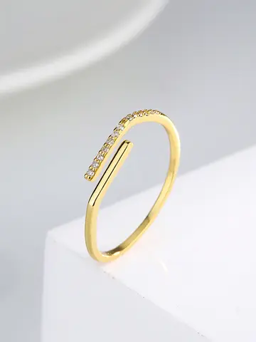 925 Sterling Silver Enkel Glänsande Parallell Längd Justerbar Zirkonring För Kvinnor Förlovningsring Lyxiga Högkvalitativa Fina Smycken 10 best sales mästerkvalitet - №5