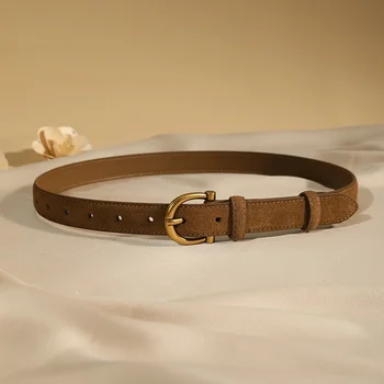 Luxury suede belt for women Stylish Leather belt Gold pin buckle Cow Leather Branded belt Clothing accessories women belt 3