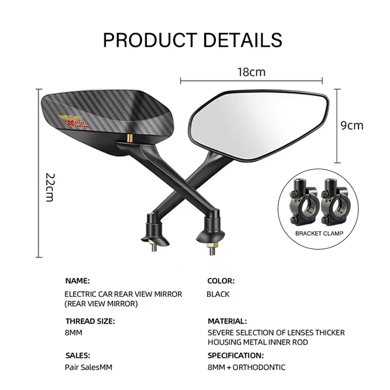 For Moto Morini SEIEMMEZZO SCR STR XCape X Cape 650 650X ECE CCC Certified Carbon Fiber Motorcycle Adjustable Rearview Mirror