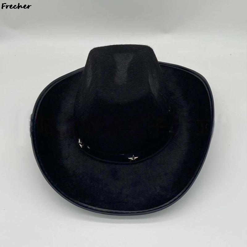 Vintage Gentleman Cowboy Hat Western Wide Brim Church Hats Suede Jazz Cap Party Cosplay Sun Caps Fashion Riding Fedoras Western