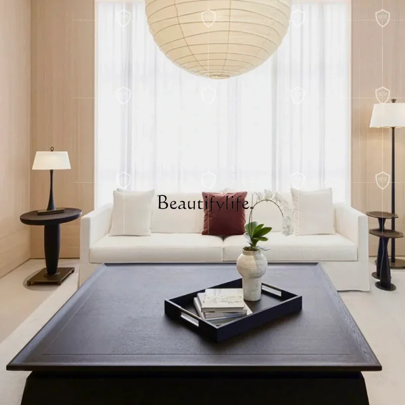 13Italian coffee table Modern simple rectangular square New Chinese coffee table, black oak