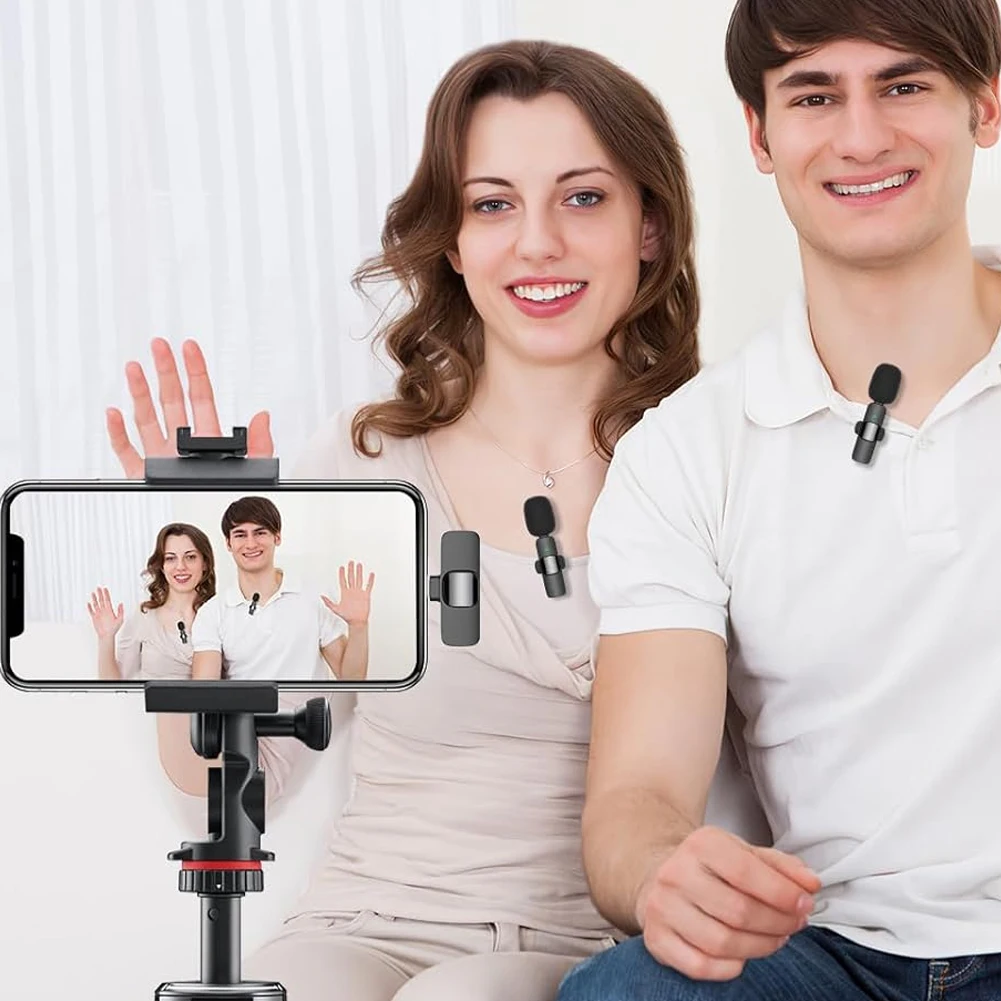 

2 In 1 Wireless Lavalier Microphone Type-C Charging Portable Audio Recording Mic Noise Canceling for Interview Video Podcast