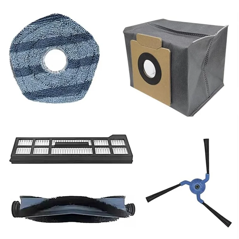 ABRG-For Eufy X10 Pro Omni: 2 فرشاة رئيسية، 6 قماش ممسحة، 6 فرش جانبية، 4 مرشحات HEPA، 8 أكياس غبار، 1 أدوات تنظيف، 1 مفك براغي