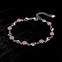 LYEE CYEE 925 Sterling Silver Heart Shaped Bracelet For Women vintage style Pink Moissanite Charm Bracelets Original Party Jewelry - Image 5