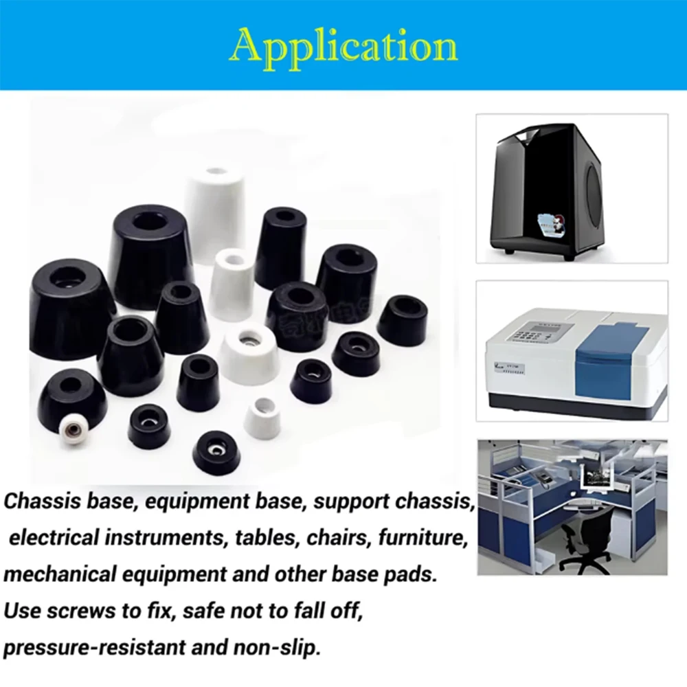 19mm-50mm White Rubber Feet Chair Furniture Leg Pad Machine Speaker Shock Stand Absorber Non-slip With Gasket Floor Protector