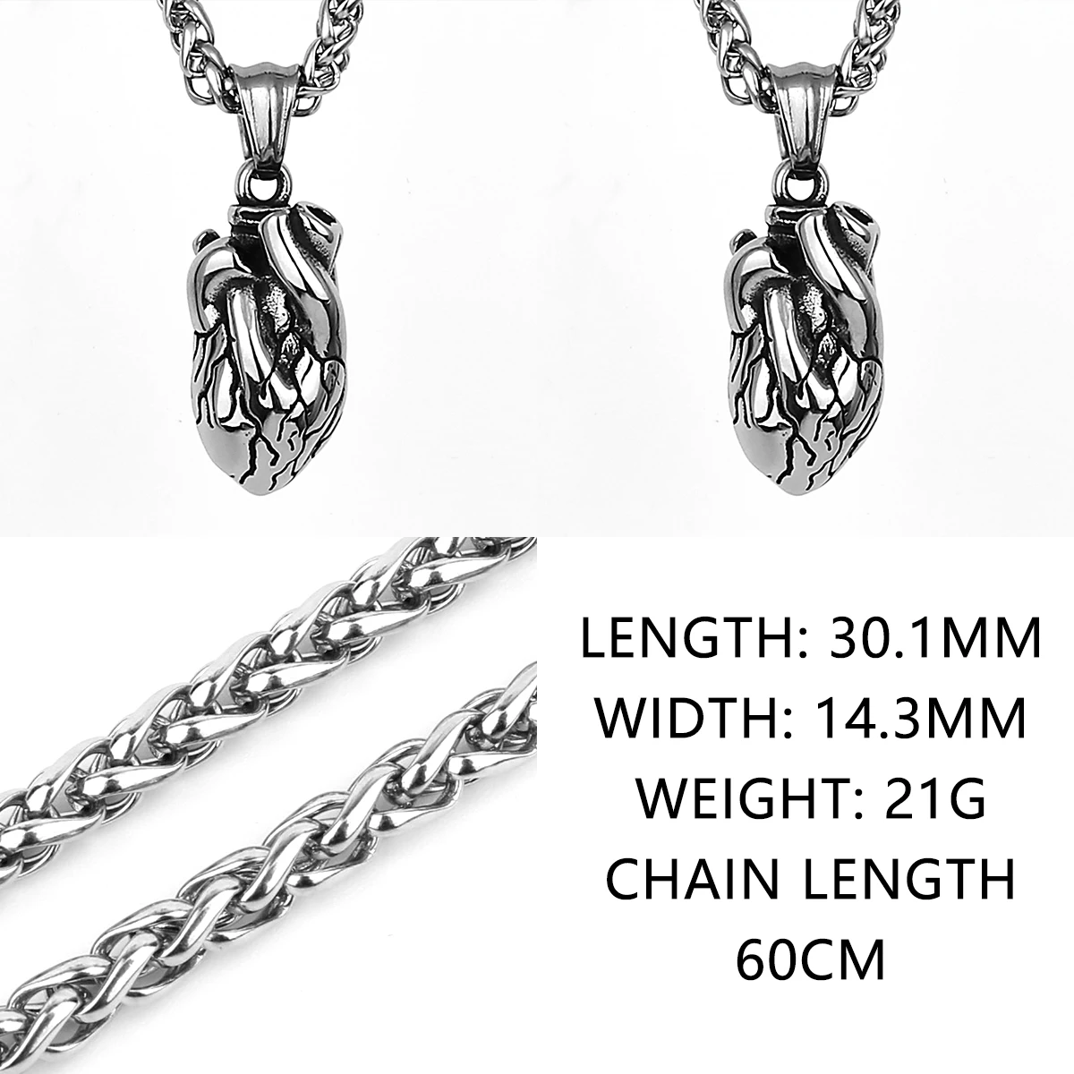 Retro Hip Hop Personality Heart Pendant Men\'s Simple Fashion Titanium Steel Stainless Steel Pendant Necklace Gift Wholesale