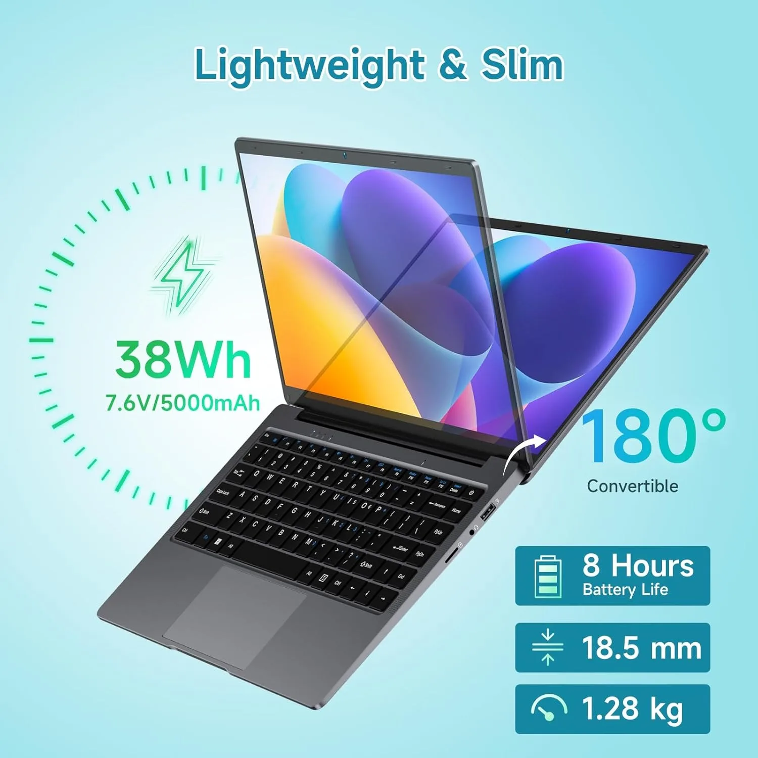 Bmax 14 inch Laptop Computer, 8GB RAM/256GB SSD, FHD IPS Display, Intel N5000 Processor Up to 2.7GHz, 2.4/5G WiFi, BT 5.0, Long