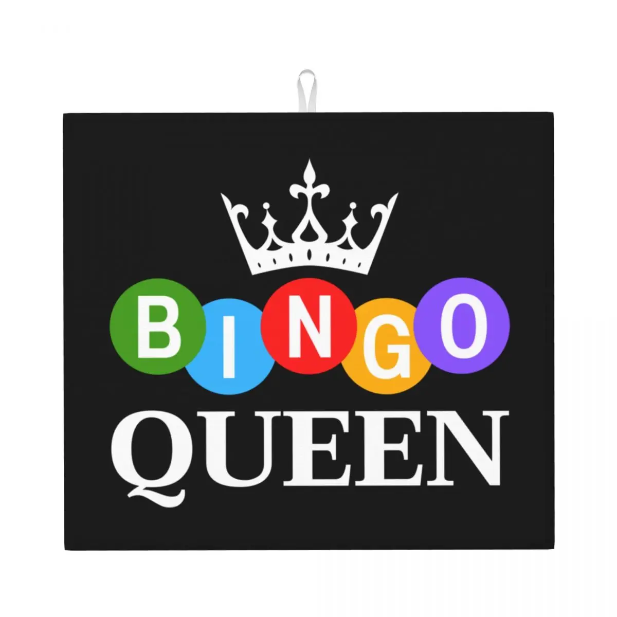 Custom Bingo Queen Dish Drying Mat for Kitchen Absorbent Quick Dry Microfiber Drainer Pads