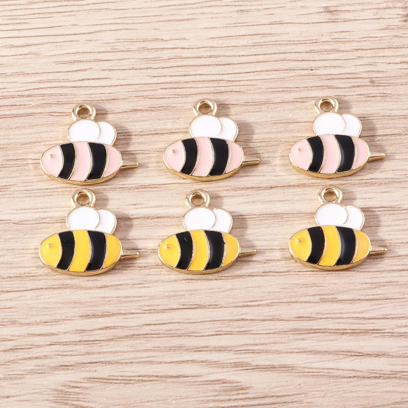 10 stücke Cartoon Tier Charms Emaille Honigbiene Charms Anhänger für Schmuck Herstellung Ohrringe Halskette Armbänder DIY Handwerk liefert – Detail 9