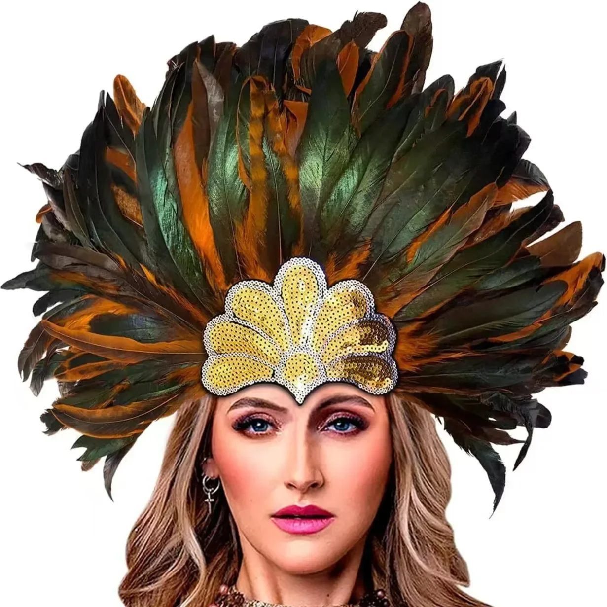 

Perfect Feather Headpiece Christmas Showgirl Headband Headpiece 1920s Vintage Gatsby Carnival Party Charleston Feather Headdress