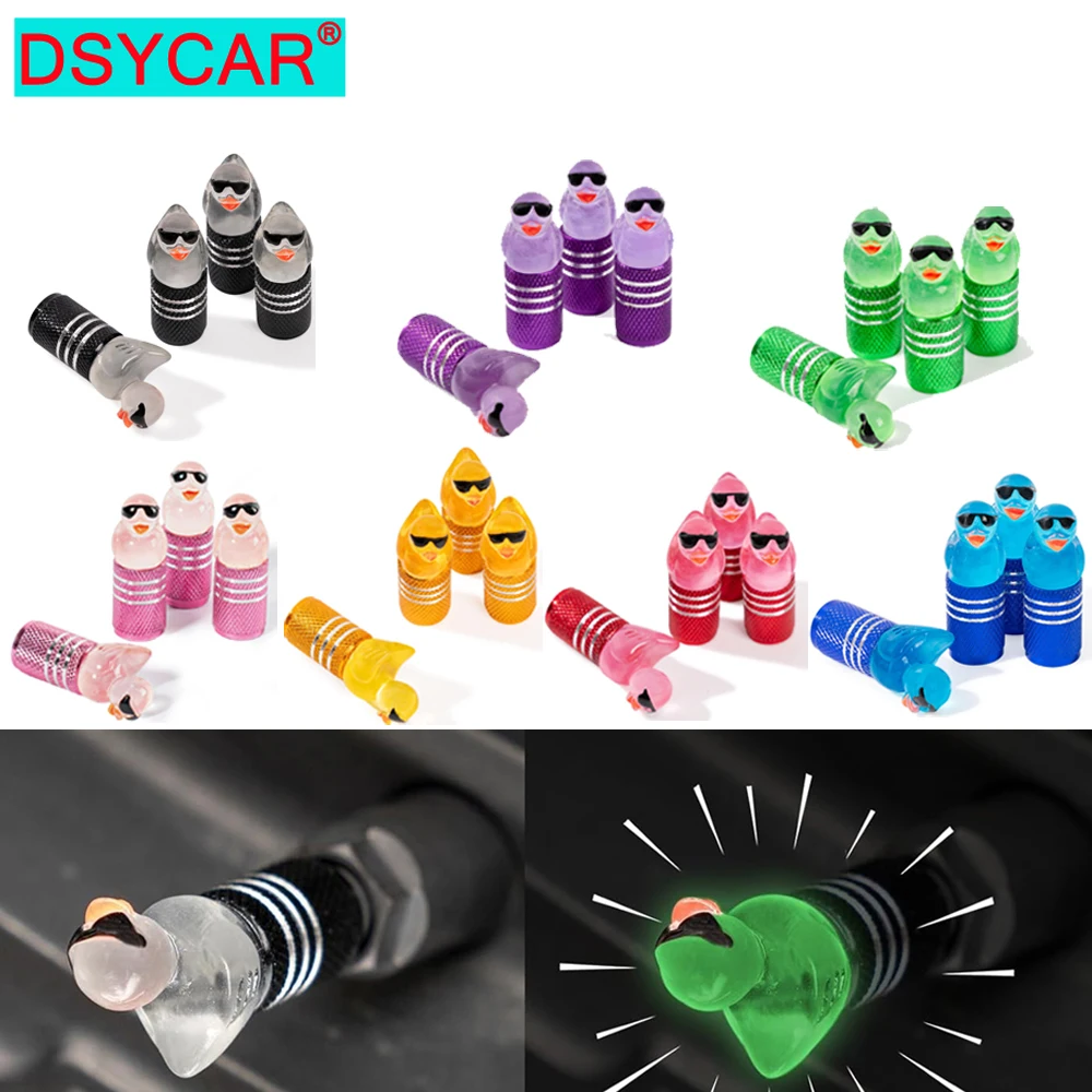 4PCS Duck Valve Stem Caps Tire Valve Caps with O Rubber Ring, Black Dust Caps for Cars, SUVs, Bike, Bicycle, Trucks, Motorcycles