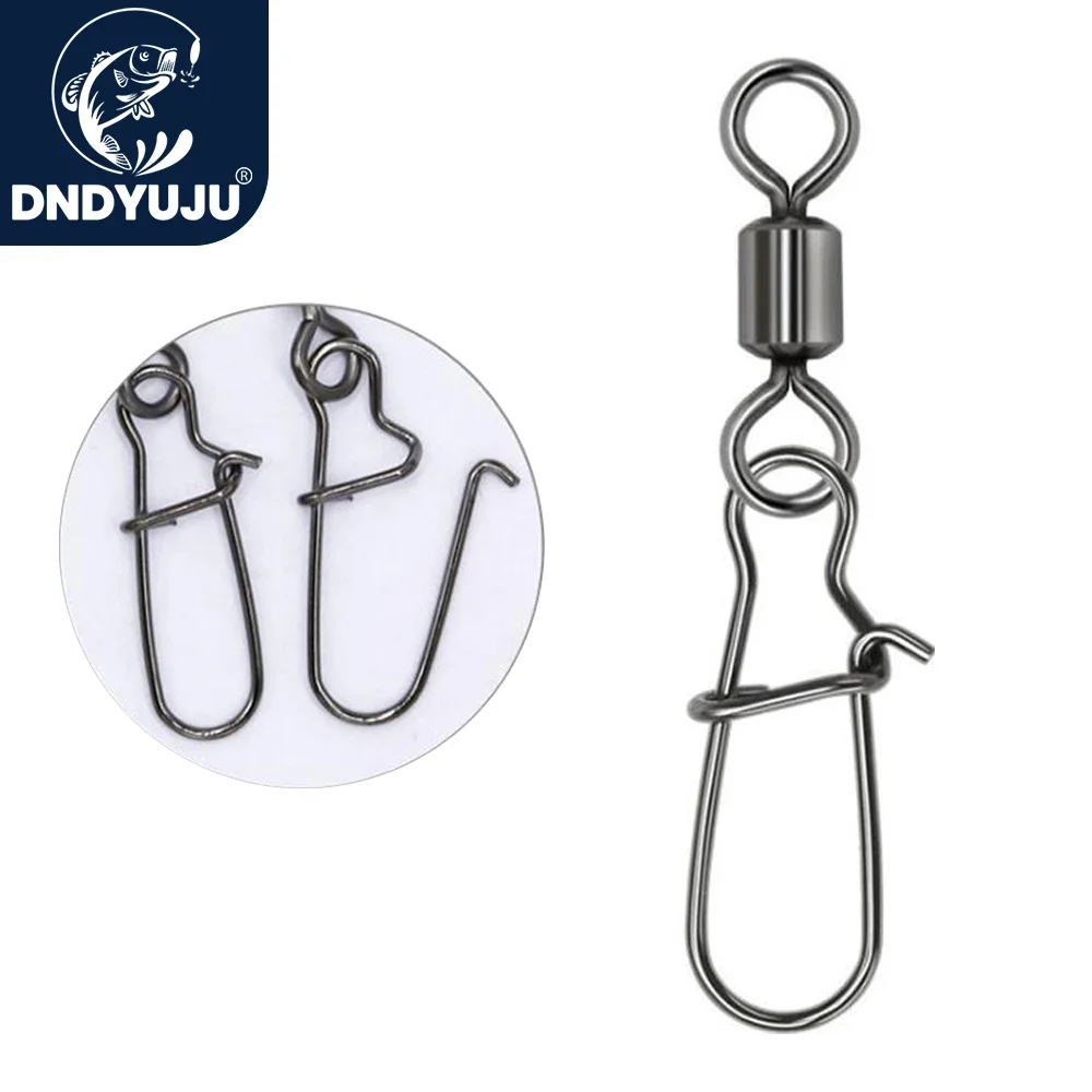 DNDYUJU 50pcs Pike Fishing Accessories Connector Pin Bearing Rolling Swivel Stainless Steel Snap Fishhook Lure Swivels Tackle