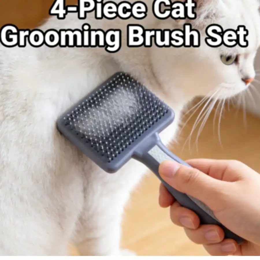 

Cat Pin Brush 4-Pack - Durable Plastic Grooming Brushes | Essential For Multi-Cat Households, Gentle Grooming For All Cat Breeds