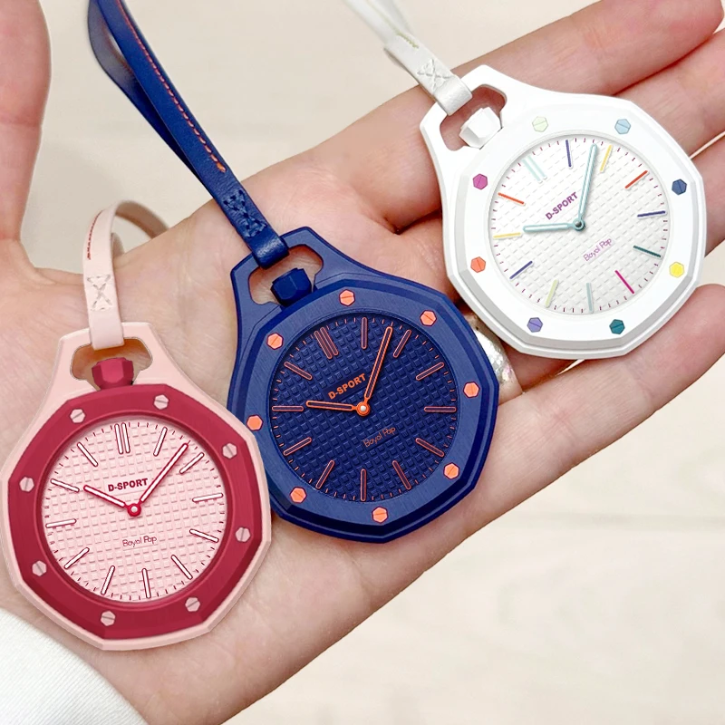 New Octagonal Pocket Watch Necklace for Men Women Casual Hanging Watch Quartz Wristwatch Candy Color Fashion Pendant Watches