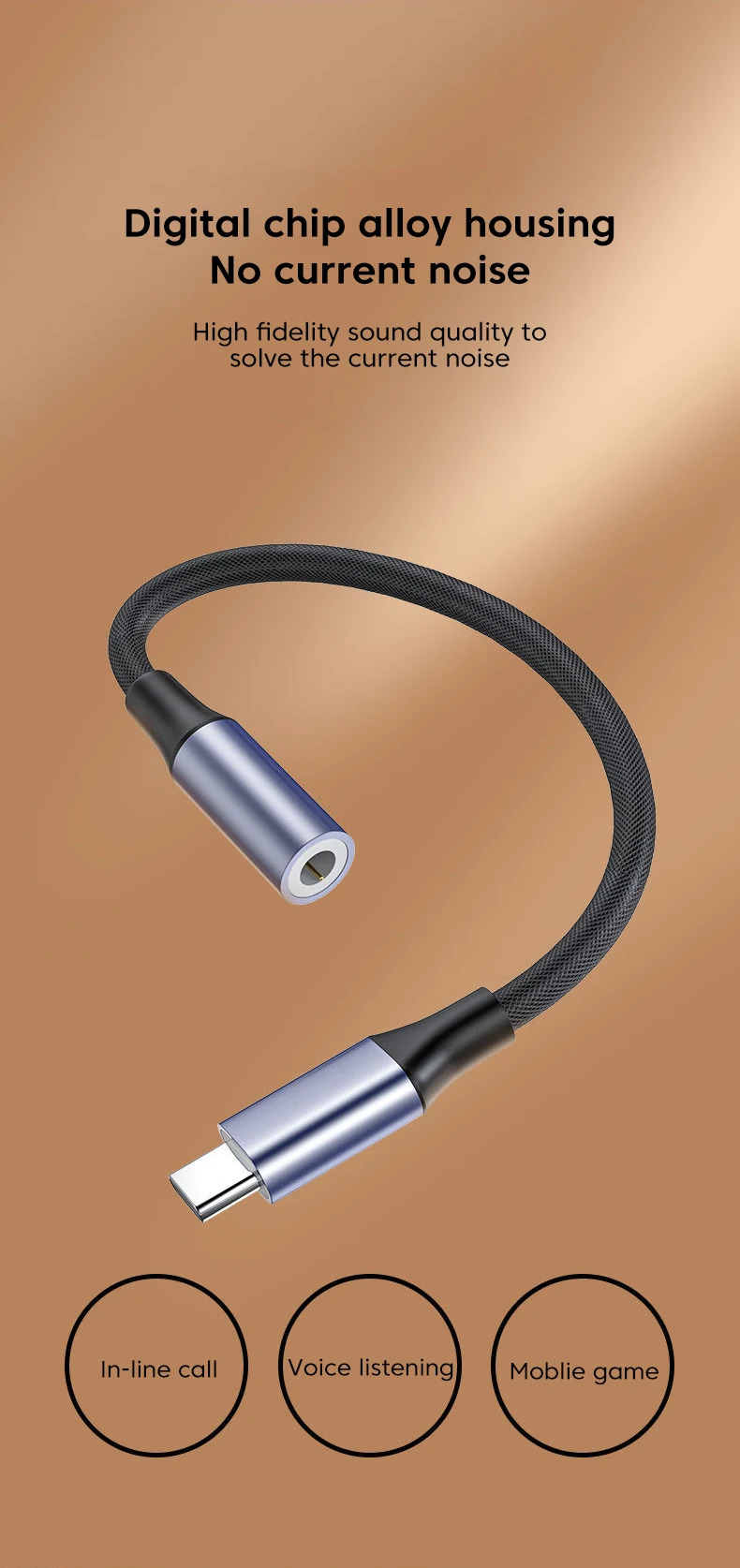 USB Typ-C zu 3,5mm Klinke Aux-Adapter USB-C 3,5mm Audiokabel Kopfhörer-Konverter für iPhone 15 Pro MAX Xiaomi Huawei Oneplus – Detail 4