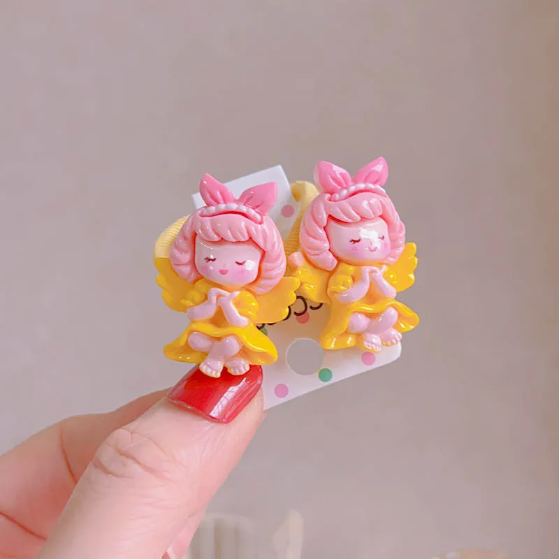 2PCS Cute Cartoon Dreamy Winged Angel Girls Elastic Hair Bands Princess Hair Accessories Children Hair Ties Baby Headwear