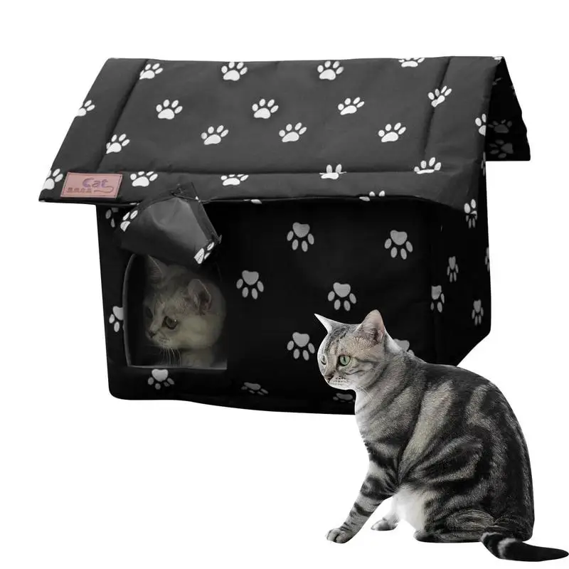 

Winter Outdoor Cat House Warm Cat Shelter Weatherproof Cat Bed with Door Curtain Waterproof and Windproof Pet House for Cats Dog