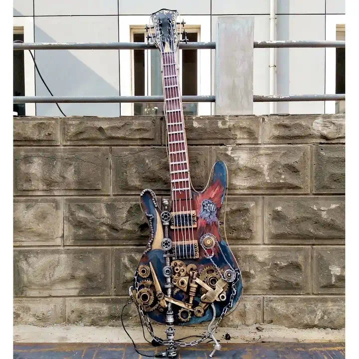 NewMat Material Metal Ferroelectric Guitar Model Wall Decoration Gear Vintage Creative Bar Restaurant  