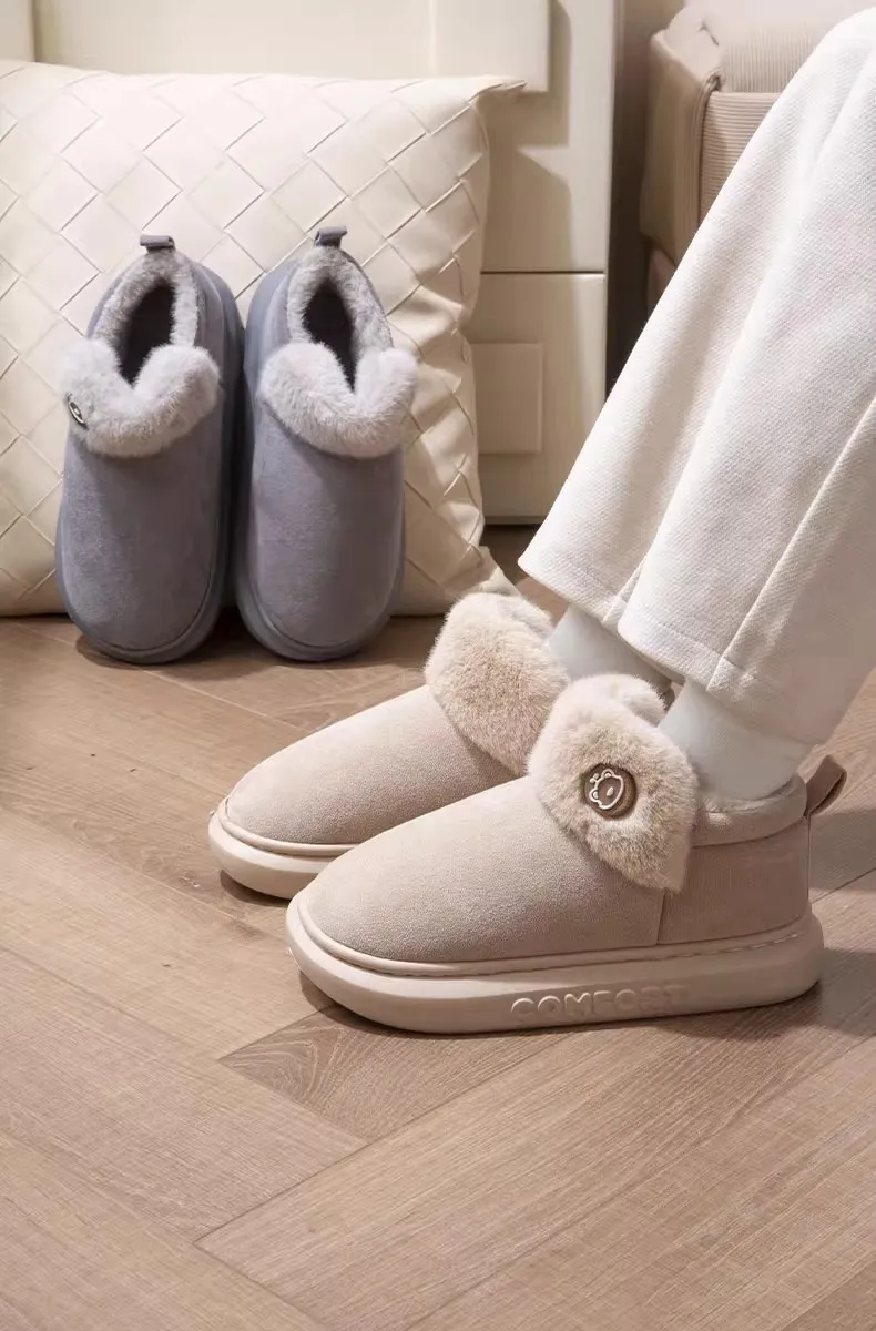 Winter Warme Hausschuhe Indoor Outdoor Baumwolle Plüsch Schuhe Eva Leichte Gemütliche Pelz Futter Für Männer Frauen Familie Komfort – Detail 11
