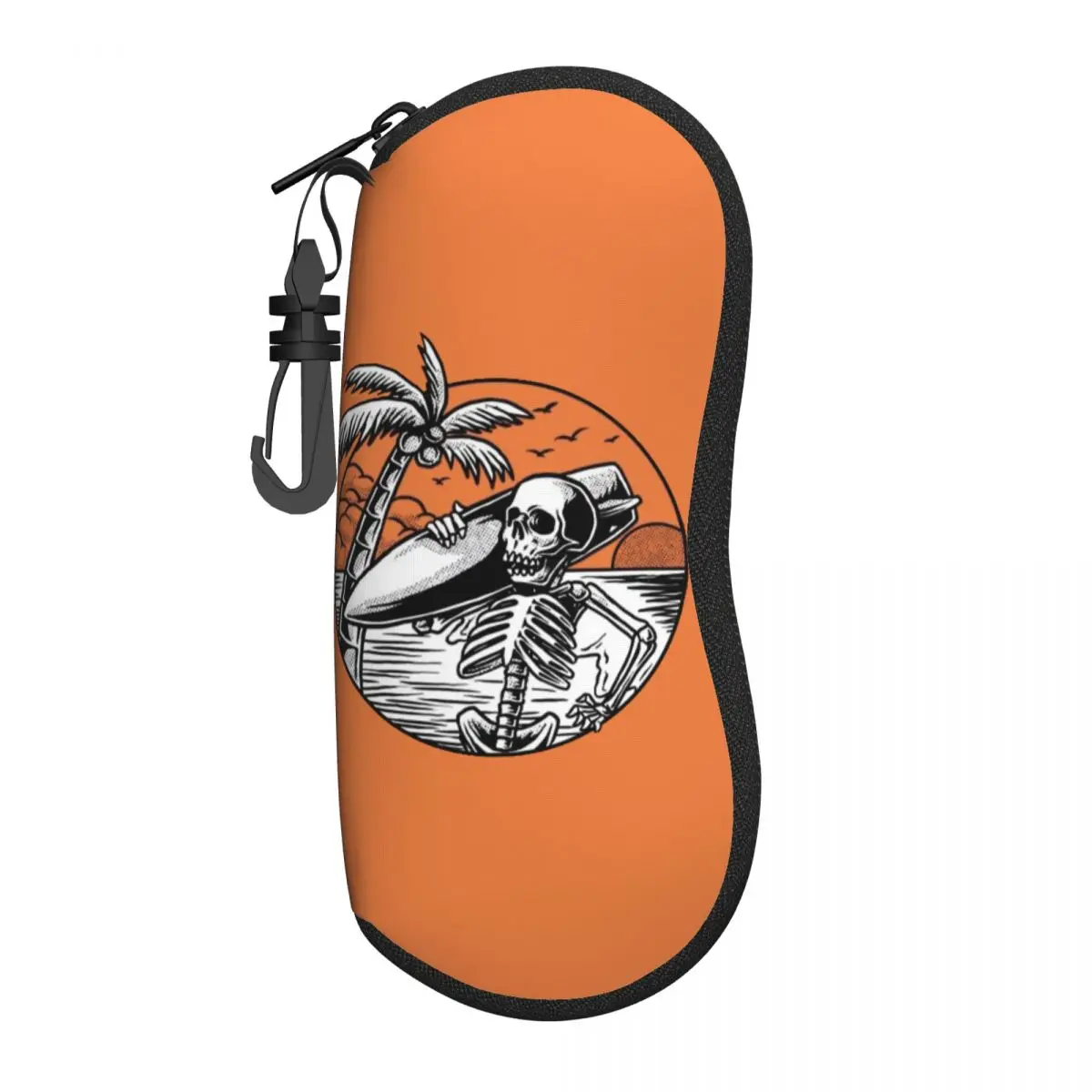 Custom Summer Surf Skeleton Surfing Sunglasses Soft Case Neoprene Zipper Shell Eyeglass Case Protective Box For Glasses