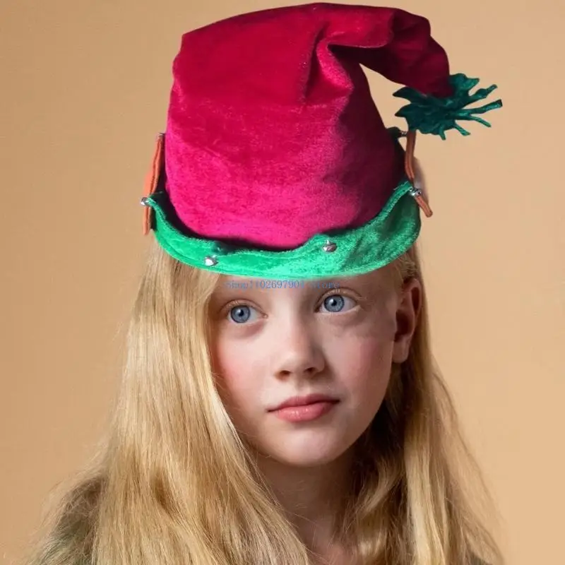 N7YF Weihnachts-Elf-Hut für Kinder, Weihnachtsmütze, Party-Anzieh-Accessoire, bequemes Tragen für Jungen und Mädchen, Geburtstag