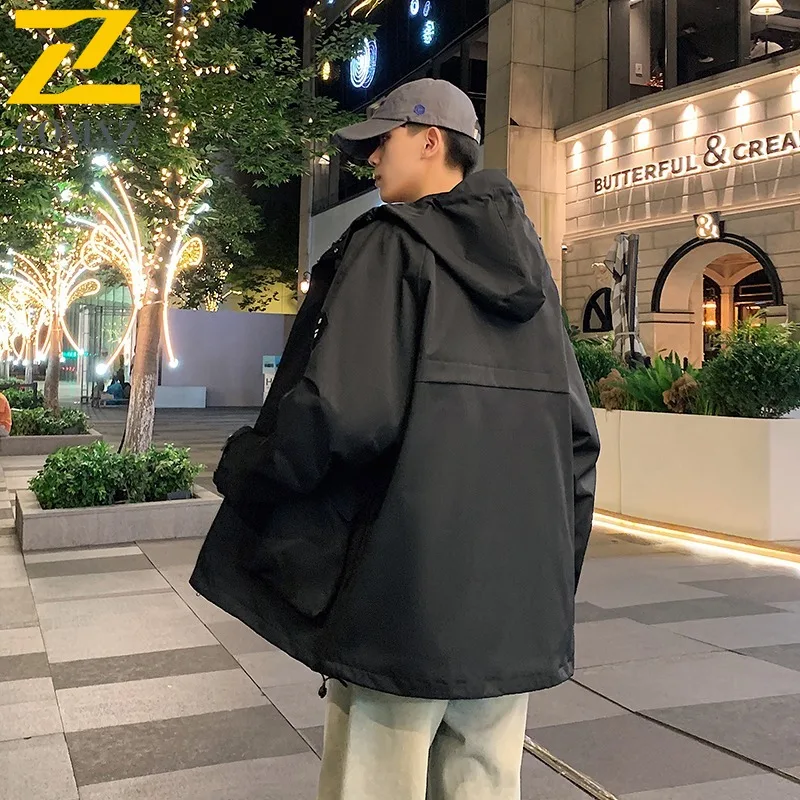 COMXZ 2025 سترة رجالي خارجية بقلنسوة لتسلق الصخور مقاومة للرياح سترات متينة بسحاب للسفر غير رسمي معاطف خريفية خفيفة الوزن #5