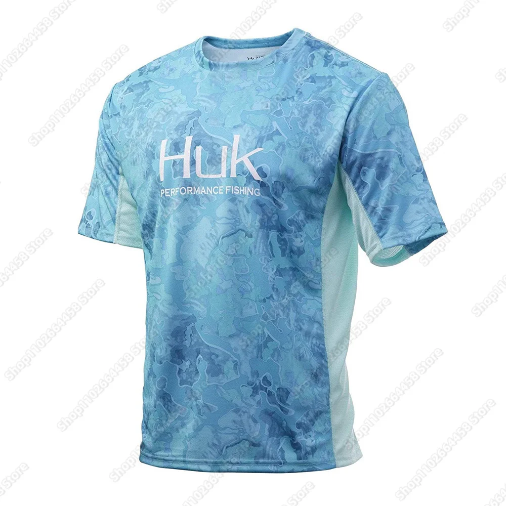 HUK Fishing Shirt Short Sleeve Uv Protection Fishing Clothes Man Camisa De Pesca Summer Fishing Suit Quick Dry Fish Wear UPF 50+