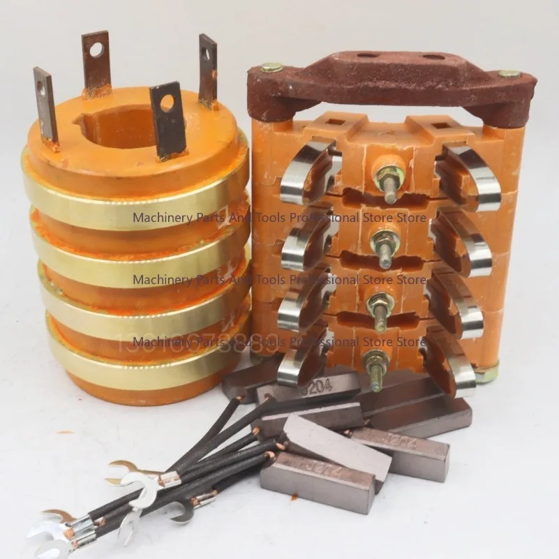 4 Collector Rings, Copper Slip Rings, Inner Diameter  Outer Diameter 78, Height 95, Carbon Brush 8*12, Keyway 10
