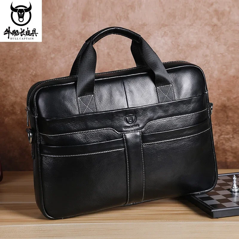 Genuine leather men's briefcase handheld 16 inch computer bag business  retro messenger bag Shoulder bag