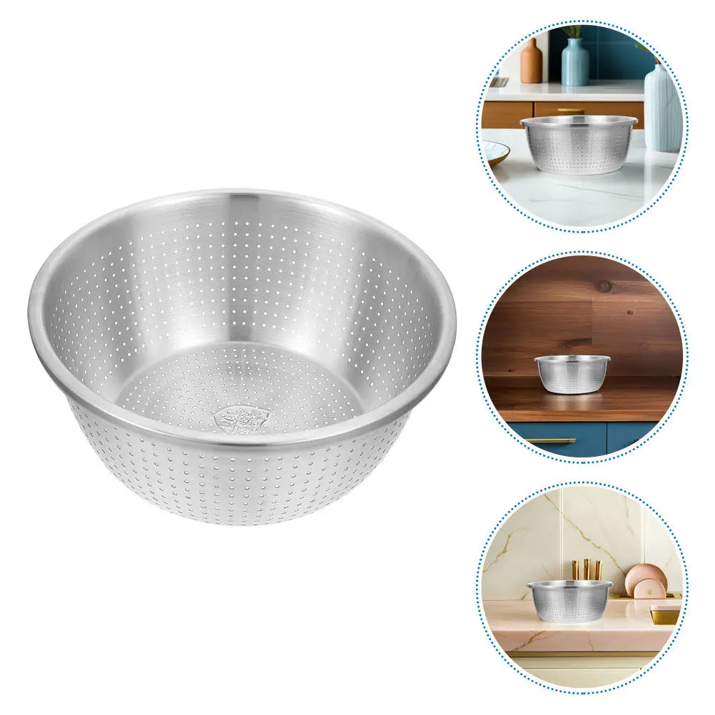 

Stainless Steel Drain Basket 26Cm Perforated Colander Multi-Purpose Kitchen Washing Bowl Vegetable Rinse Fruit Draining Food