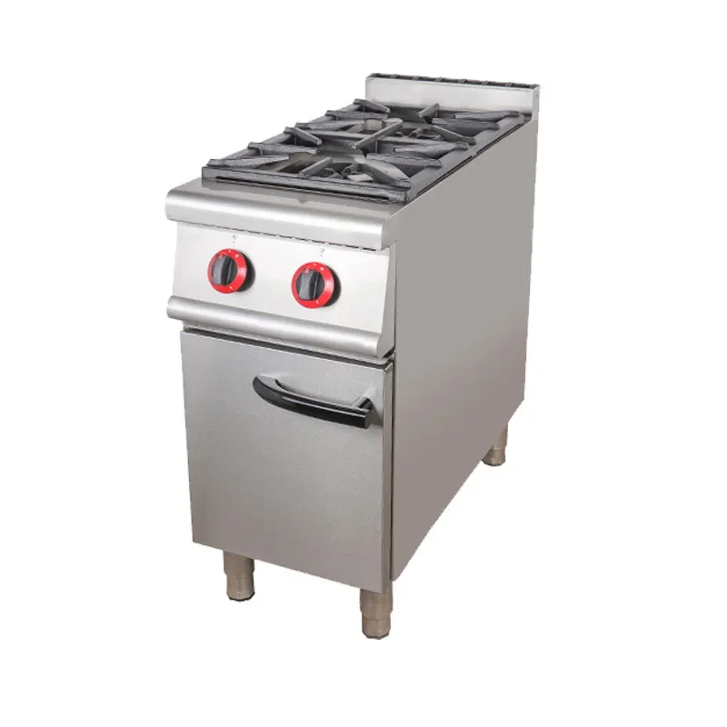 Commercial vertical gas two-head pot stove with oven cabinet four-eye stove stainless steel floor-to-ceiling