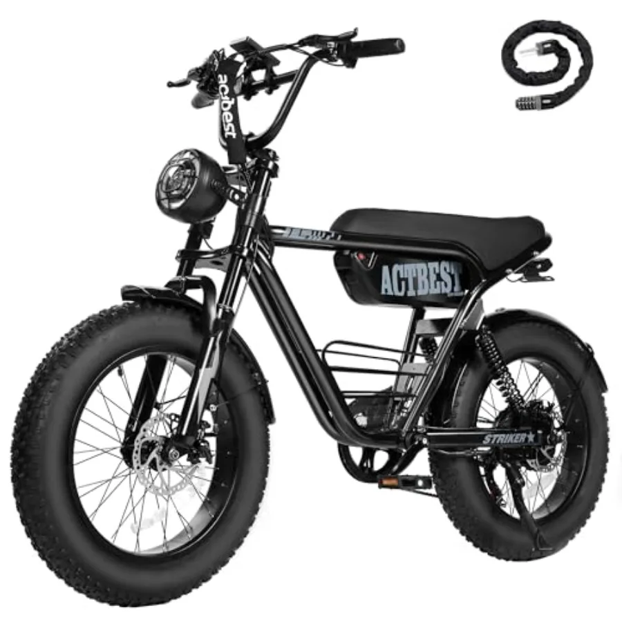 

Electric dirt bike for adults and teens: 1500W peak 20 fat tire all-terrain e-motorcycle in black featuring 75-mile range 28MPH