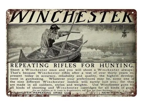 interior styles winchester repeating rifles for hunting metal tin sign