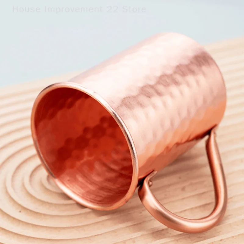500ml 100% Copper Moscow Mule Mug Cocktail Wine Cup Hammered Coppery Beer Mugs Coffee Mug Milk Cup Bar Cup Drinkware Durable